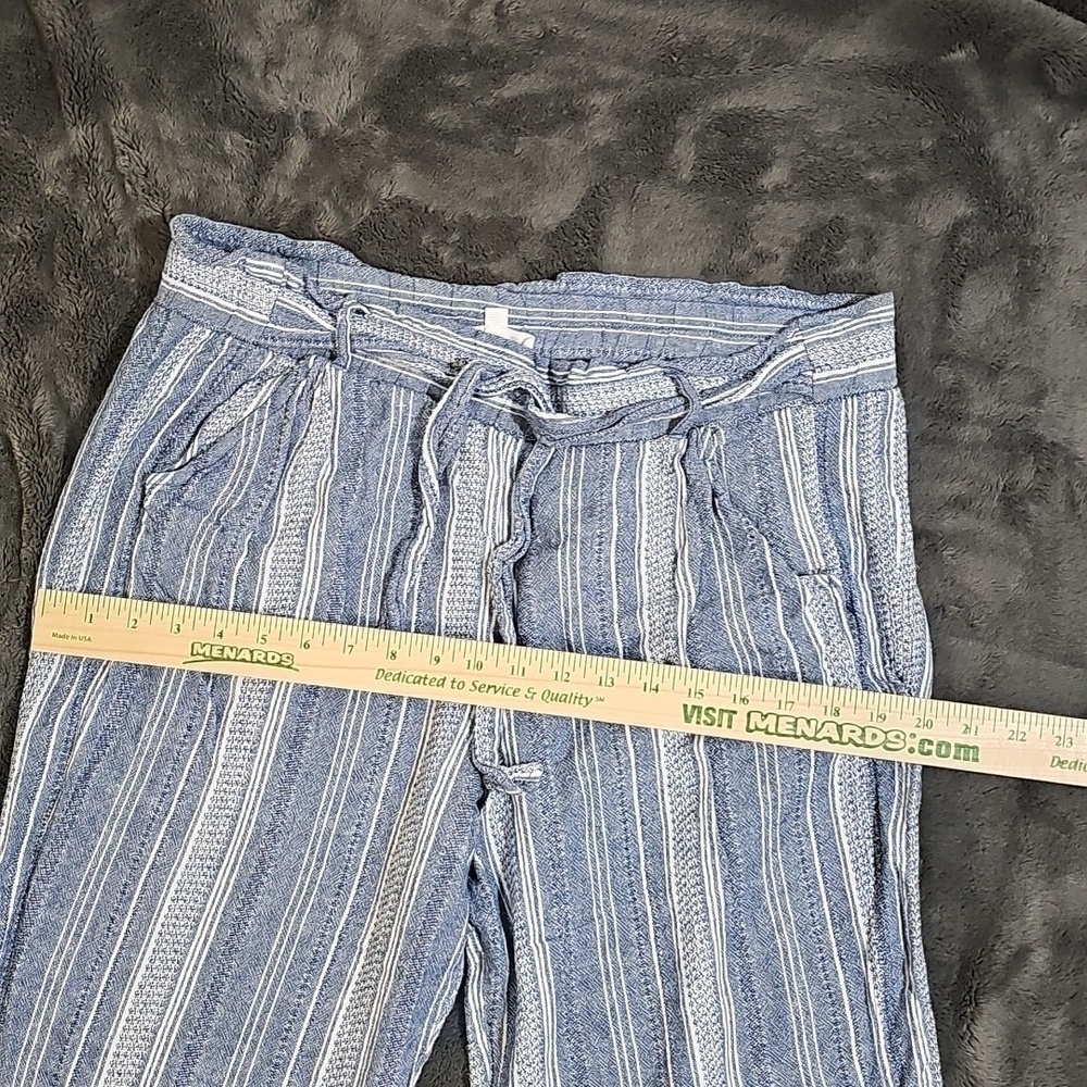 Rewind Striped Linen Blend 4 Pocket Drawstring Wide Leg Trouser Pants Size XL - Picture 9 of 11